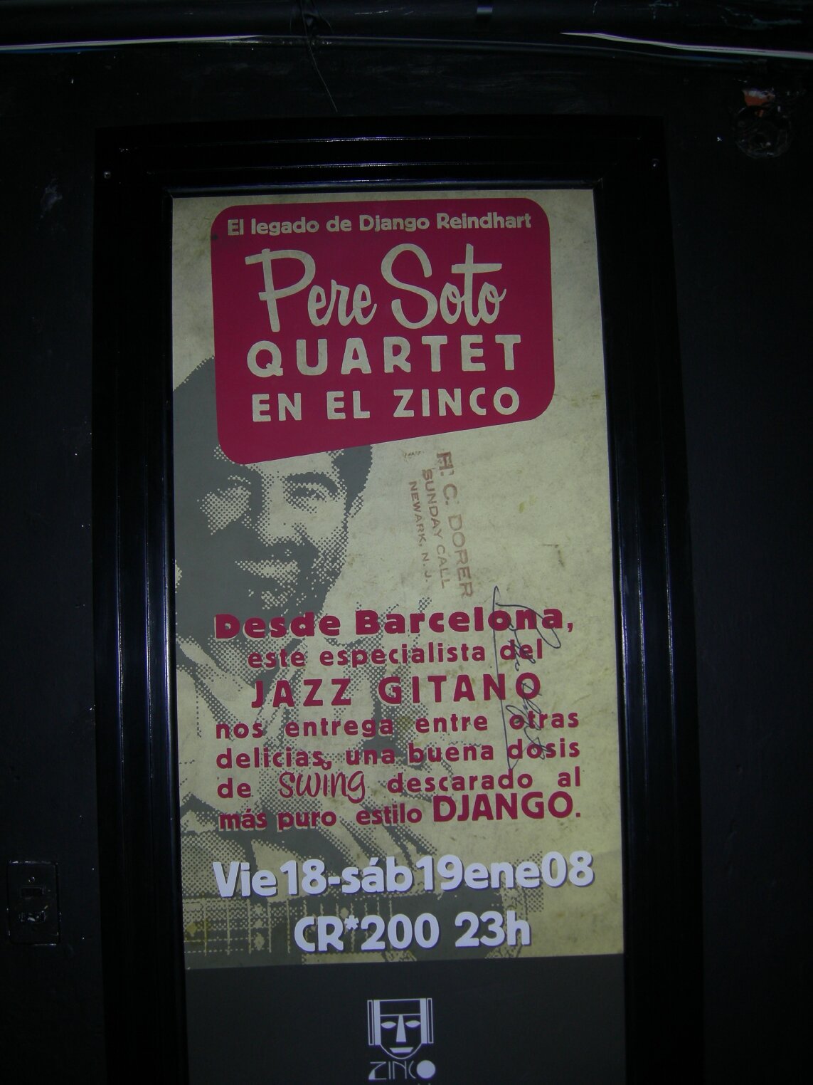 Cartell Pere Soto Quartet al Zinco, gener 2008
